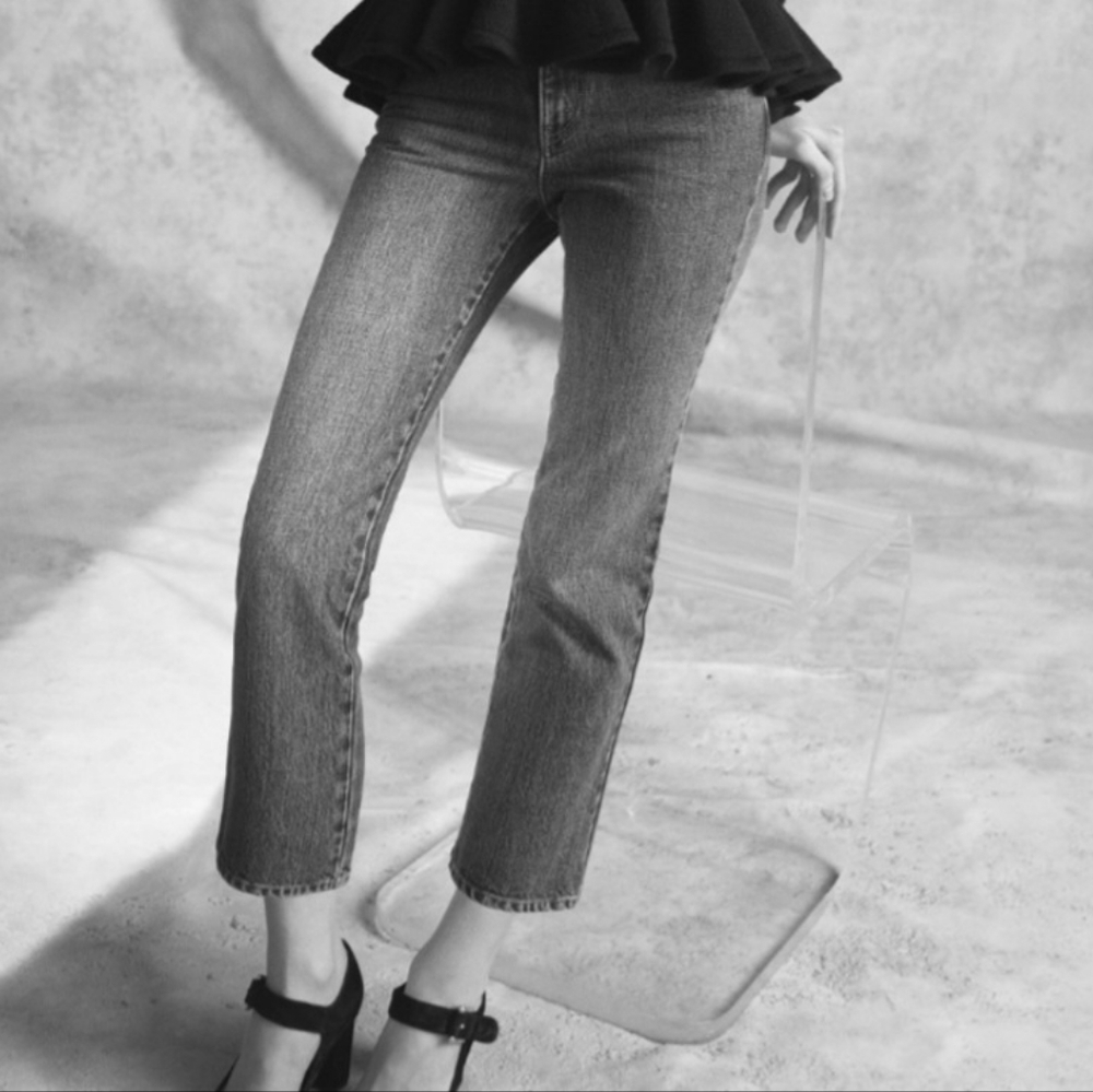 NWT CO Collection Essential Denim High Rise Crop Jeans 4 Baby Flare Boho